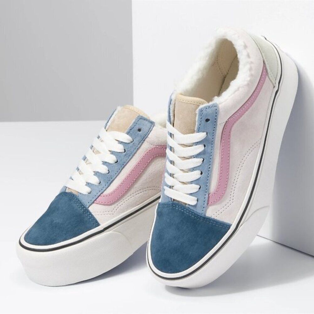 Vans Womens Old Skool Stackform Pig Suede Shoes Sherpa Platform‎ Size 7.5 NEW